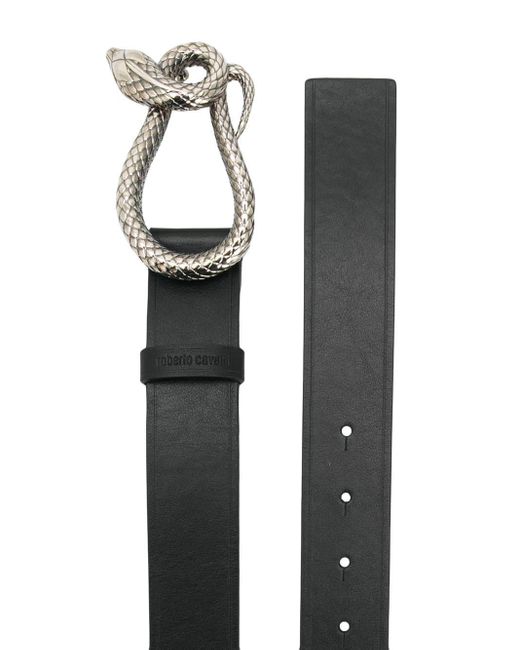 Roberto Cavalli snake logo-buckle belt - Black