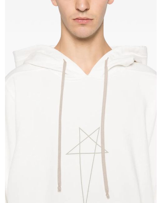 Rick Owens White Graphic Hoodie for men