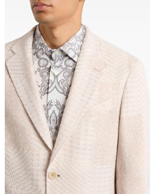 Etro Natural Herringbone-Pattern Blazer for men