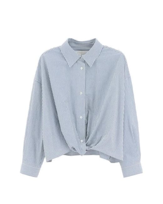 Bellerose Blue Striped Twist-Front Shirt