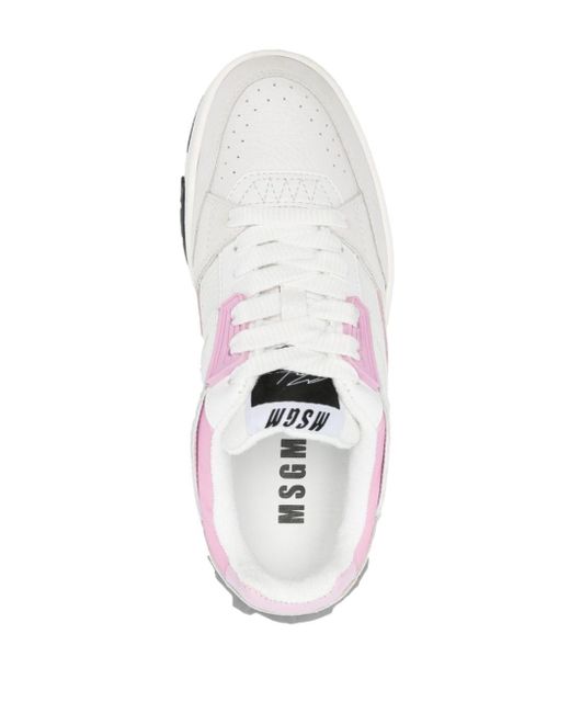 MSGM Leren Sneakers Met Logoprint in het White