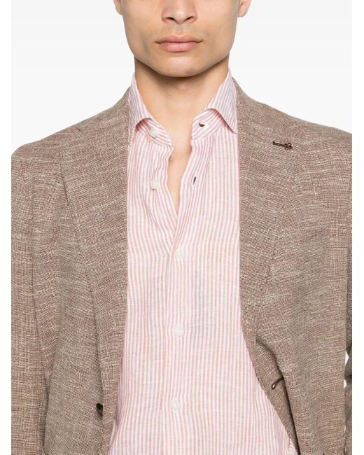 Chemise Rayée En Lin Dell'Oglio pour homme en coloris Pink