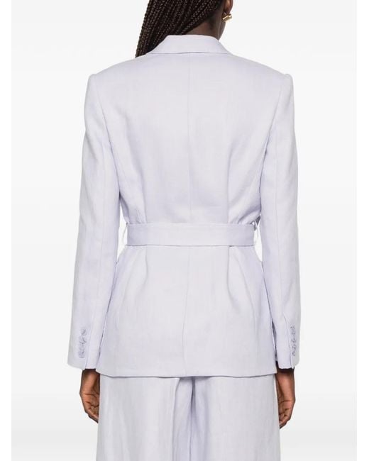 Zimmermann White Belted Single-Breasted Blazer