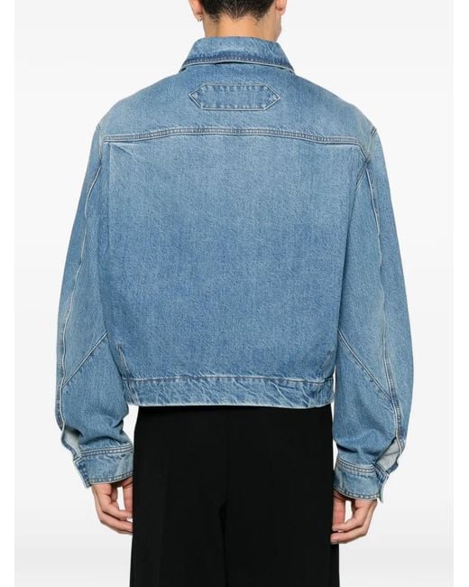 Jacquemus Blue Logo-Embroidered Denim Jacket for men