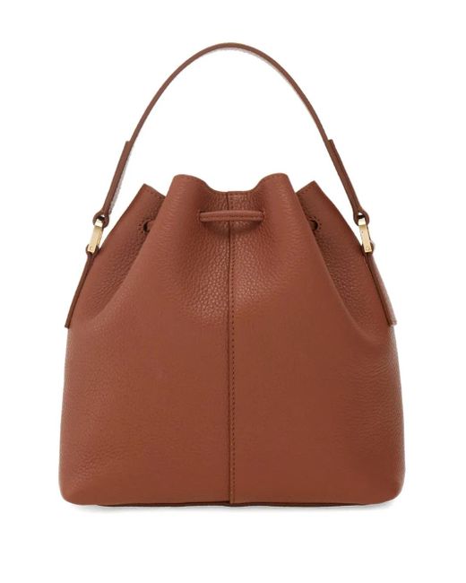 Ferragamo Brown Drawstring Leather Bucket Bag