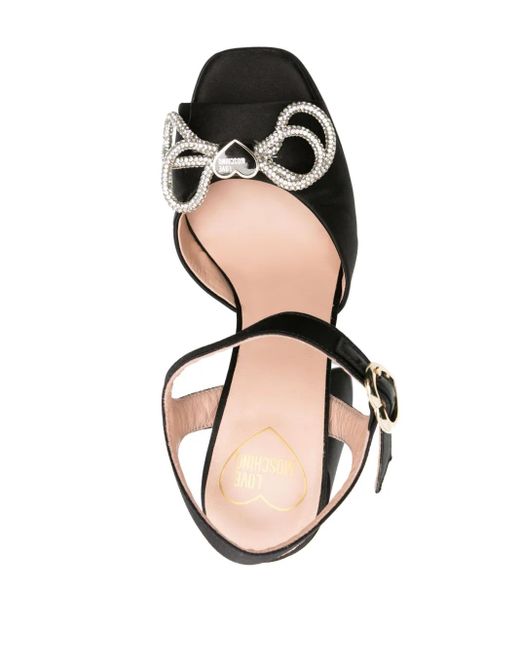 Love Moschino Black 130Mm Crystal-Embellished Bow Sandals