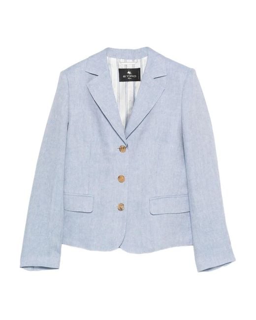 Etro Blue Linen Jacket