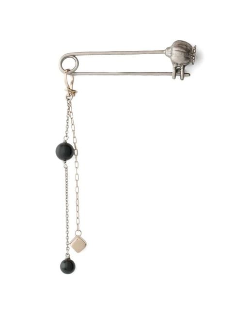 Lemaire White Thistle Pin Bag Charm With Onyx Bead