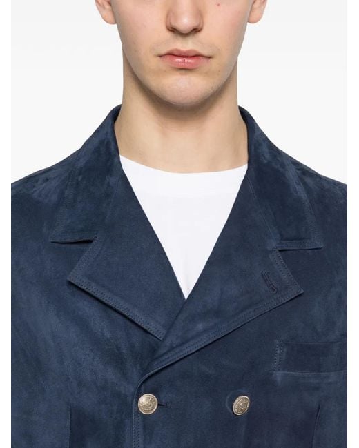 Eleventy Blue Double-Breasted Button Jacket for men