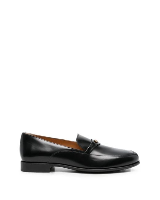 Tod's Black Mocassins À Plaque Logo