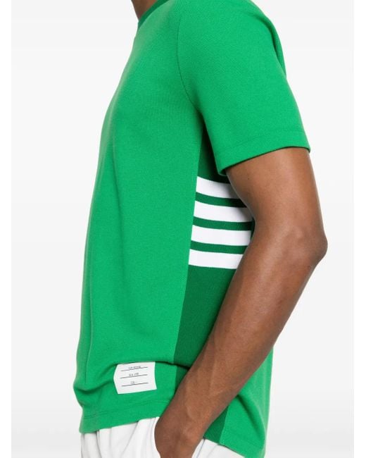 Thom Browne Green 4-Bar Stripe Cotton T-Shirt for men
