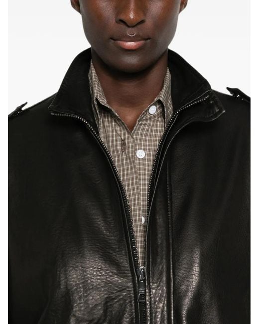 Giorgio Brato Black Leather Epaulette Jacket