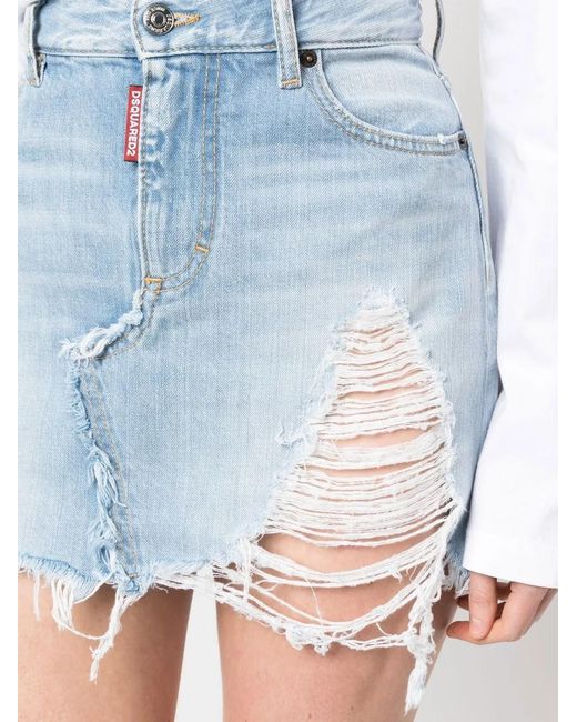 DSquared² Blue Raw Cut Mini Skirt
