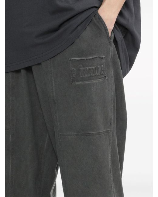 Izzue Gray Logo-embossed Cotton Track Pants for men
