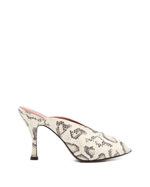 Lola Cruz White Snakeskin Mules