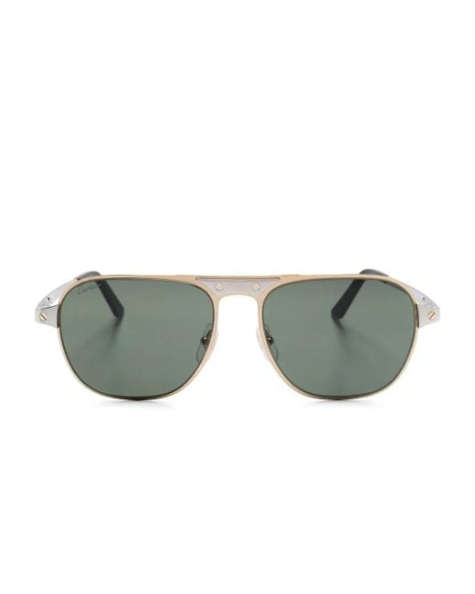 Cartier Green Santos De Cartier Geometric-Frame Sunglasses for men