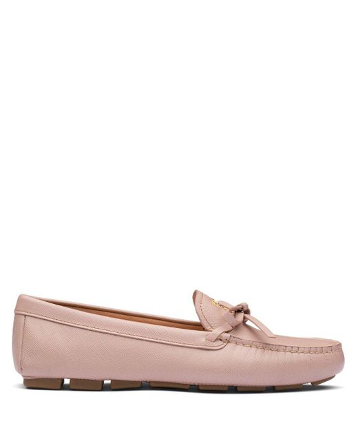 Prada Pink Bow Detail Loafers