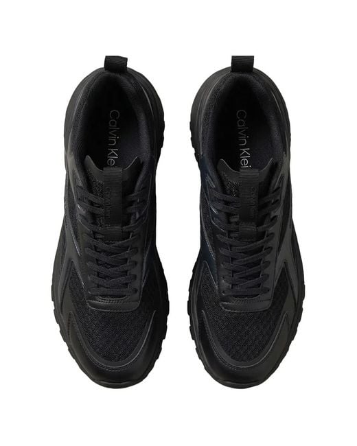 Calvin Klein Black Panelled Chunky-Sole Trainers for men