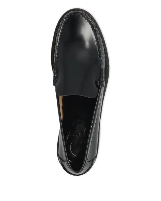 Odissi Black Leather Slip-On Loafers