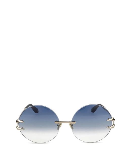Roberto Cavalli Blue Round-Frame Sunglasses