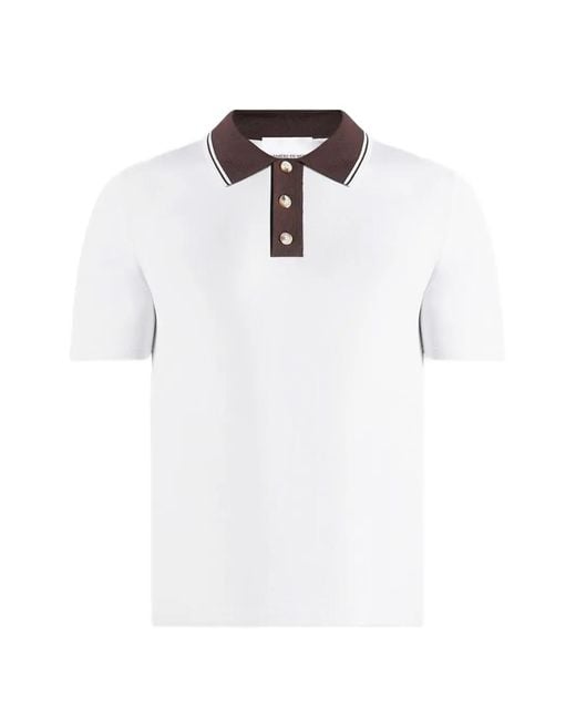 Manière De Voir White Roux Contrast Detail Luxe Knit Polo Shirt for men