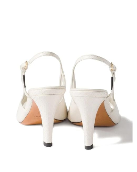 Miu Miu White Slingback Leather Sandals