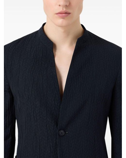 Giorgio Armani Blue Textured-finish Single-breasted Blazer for men