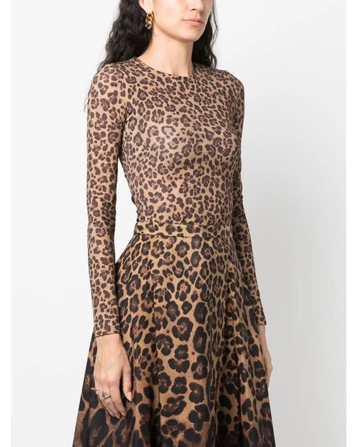Valentino Garavani Brown Animalier-Print Jersey Bodysuit