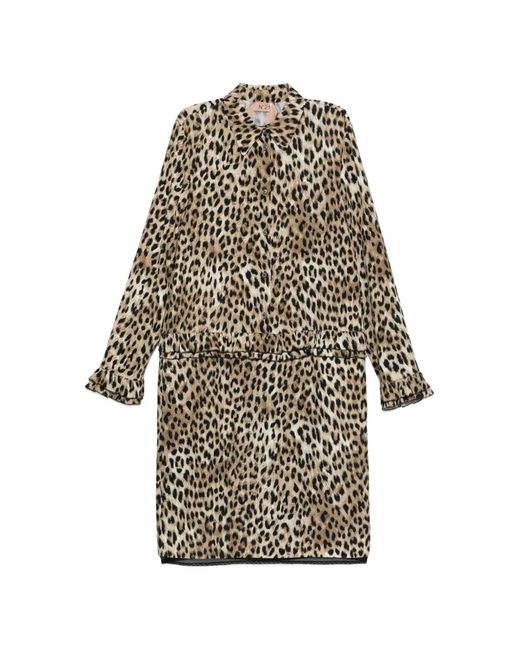 N°21 White Ruffled Leopard-Print Dress