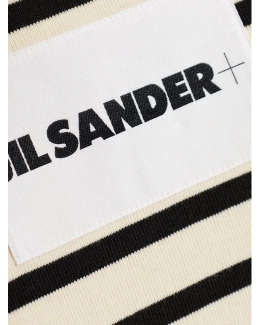Jil Sander White Striped Zip-Up Polo Top