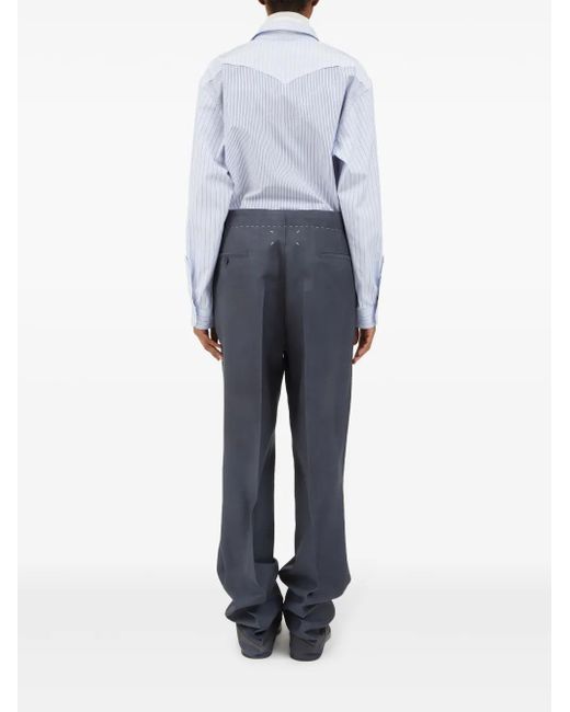 Maison Margiela Gray Charcoal Drawstring Pants With Mid-Rise Waistband And Reinforced Ankles