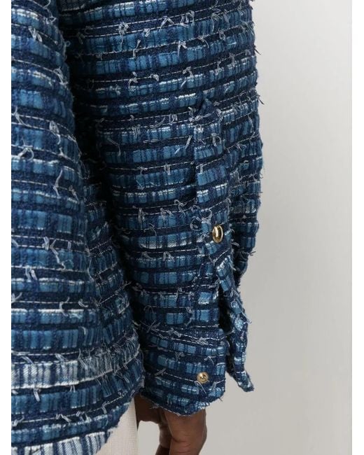 メンズ Thom Browne デニム ツイード シャツジャケット Blue