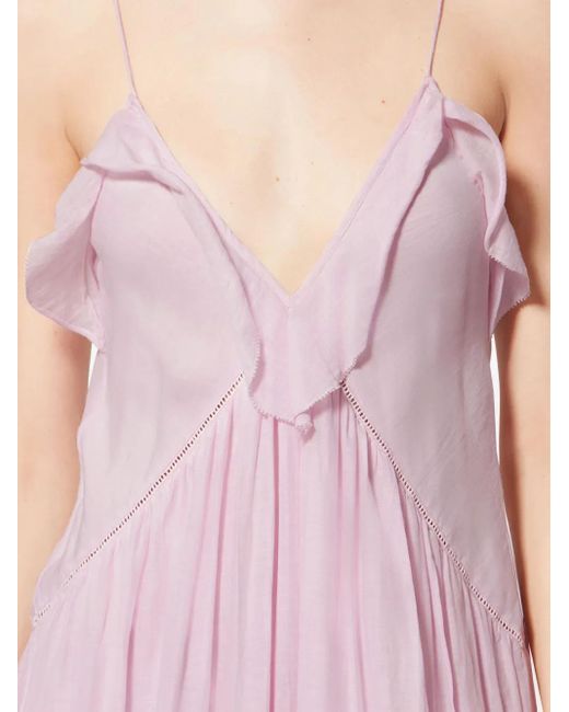Isabel Marant Vasma Maxi-Jurk Met Ruches in het Pink