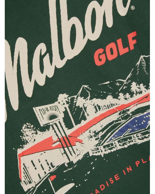 Malbon Golf Green Logo-print Cotton T-shirt for men