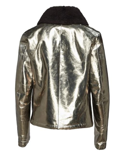 Jil Sander Black Metallic Shearling-Collar Jacket for men