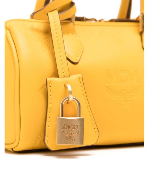 MCM Yellow Mini Ella Leather Tote Bag