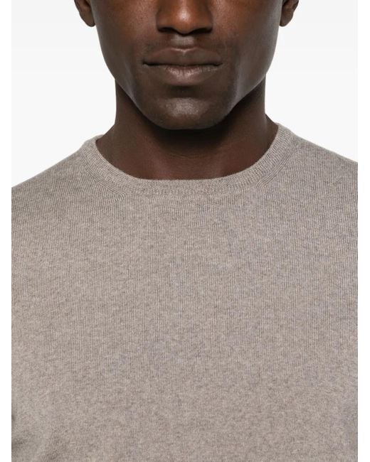 Tagliatore Gray Round-Neck Wool Sweater for men