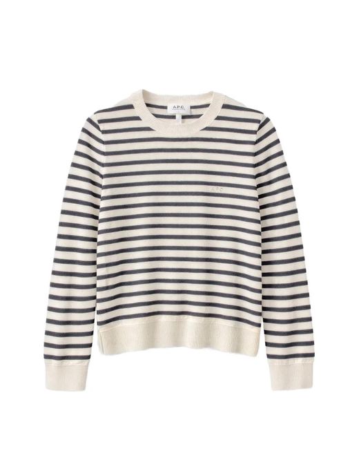 A.P.C. White Gestreifter Pullover