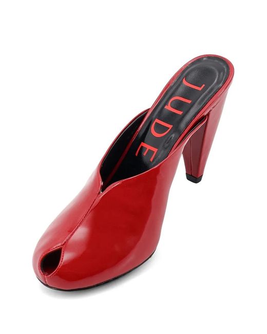 Jude Red Paw Patent Leather Mules