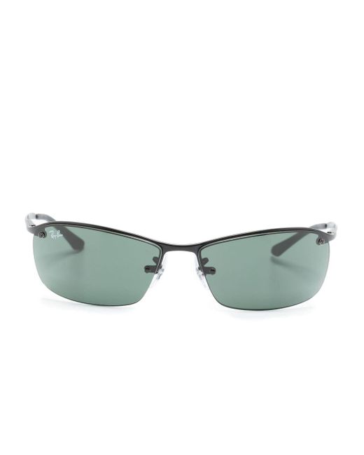Ray-Ban Green Logo-plaque Shield-frame Sunglasses for men