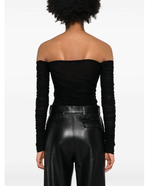 Mugler Black Long Sleeve Mesh Bodysuit