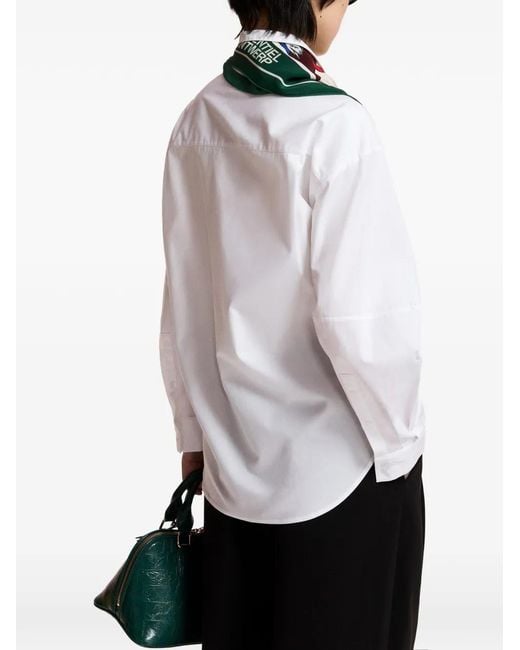 Essentiel Antwerp White Kreative Brooch-Detail Oversized Shirt