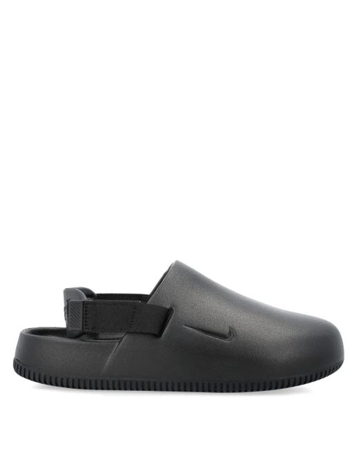 Nike Gray Calm Logo-Debossed Slippers