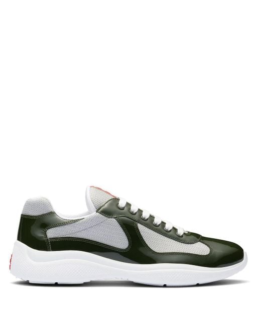 Prada Green America's Cup Leather Sneakers for men