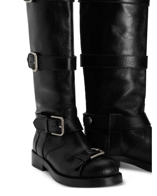 Dolce & Gabbana バックルストラップ レザーブーツ Black