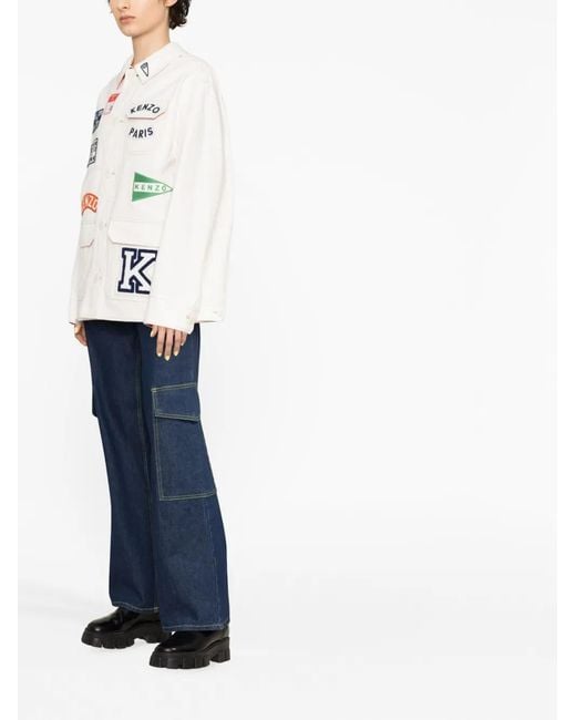 KENZO White Sailor Logo-Appliqué Jacket
