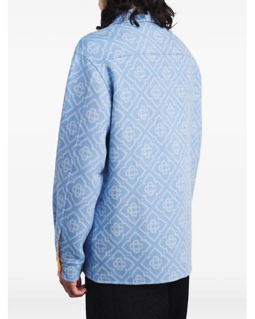 Casablanca Blue Chemise À Motif Monogrammé for men