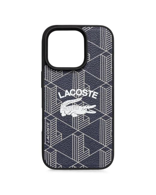 Lacoste Blue Logo-Print Geometric-Pattern Iphone 16 Case