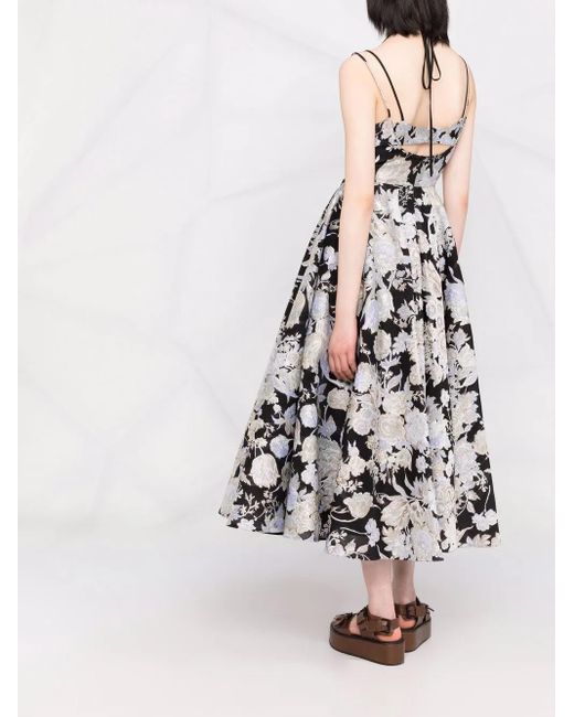 Erdem White Rea Floral-Jacquard Flared Dress
