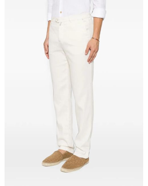 Kiton White Logo-Patch Button-Fastening Trousers for men